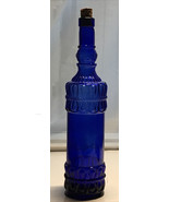 Vntg. Cobalt Blue Glass Ornate Wine Bottle - Himark Enterprises Inc., Sp... - £16.11 GBP