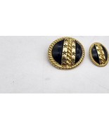 Vnt Gold Braided Edge Earrings With Black Stones .2 Star  Earrings - $418.83 MXN