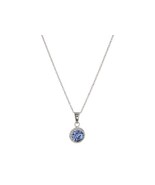 Sterling Silver Blue Crystal Halo Pendant Necklace, 18&quot; (a) - £63.69 GBP