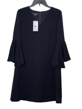 Lafayette 148 New York Women Dress V-Neck Holly Bell-Sleeve Shift Blue Small NWT - £88.30 GBP