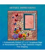 Flowers - Floral Brick Garden Personalized Wall Art or Scrapbook Page - $30.83 CAD