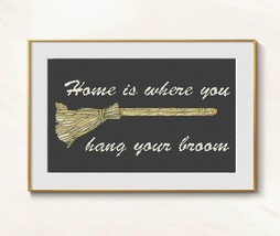 Home Sign Cross Stitch Broom pattern pdf Funny Quote cross stitch home chart - £3.42 GBP