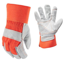 FIRM GRIP Orange Suede Cowhide Leather and Denim Large Work Gloves, 1 Pair - £11.15 GBP