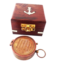 Go Confidently Personalized Engraved Antique Brass Compass in Wooden box - £22.15 GBP