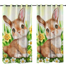 Cute Animal Art Bunny in the Flower Garden Curtain - $56.90+