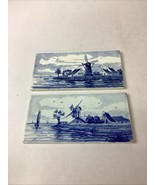 Set Of 2 Delft Holland Windmill Decorative Wall Tiles - $273.47 MXN
