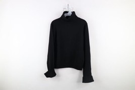 Vintage 90s DKNY Womens Size Large Blank Wool Knit Turtleneck Sweater Black - £47.82 GBP