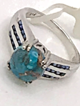Karis Turquoise and Kyanite Sterling Silver Ring 6 - £15.86 GBP