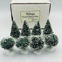 Dept 56 Frosted Topiary Trees set of 8 NEW Retired Christmas Village #5203-5 NIB - $17.41