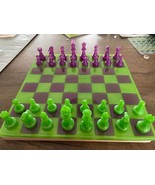 Chess Set | Grass Green | Purple Rose | Resin Chess Set | Board Game | C... - $75.00