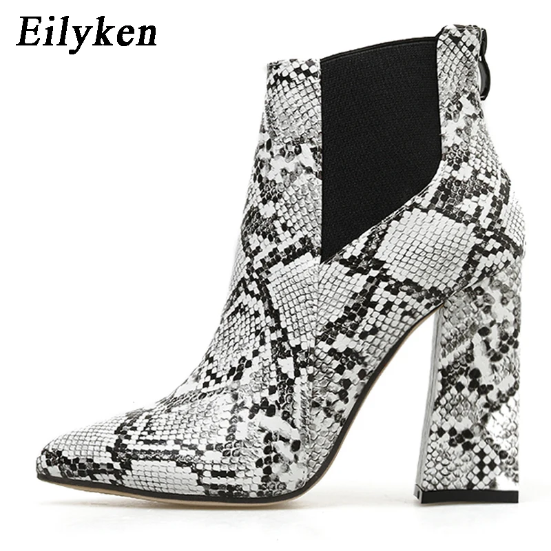 Eilyken 2024 New Winter Fashion Patent Leather Thick Women Boots Pointed Toe Zip - £186.60 GBP