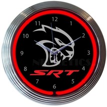 Dodge Hellcat Srt Garage 15&quot; Wall Décor Neon Clock 8HELLC - £68.73 GBP