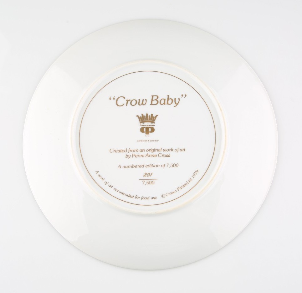 "Crow Baby" by Penni Anne Cross Crown Parian Collectible Plate 201/7500 1979 Item image 3