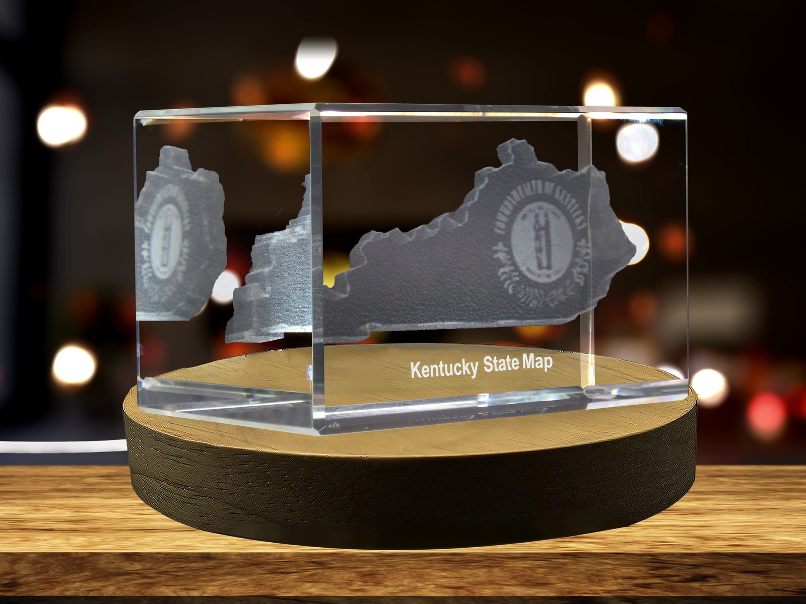 LED Base included | Kentucky 3D Engraved Crystal 3D Engraved Crystal Keepsake
