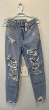 American Eagle Stretch Curvy Mom Jeans Women’s Size  00 Blue Denim Zip - $37.06