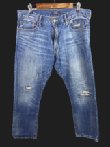 Polo Ralph Lauren Jeans Mens Size 34x32 Blue Varick Slim Straight Distre... - £58.45 GBP