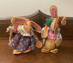 Vintage Felt Easter Bunny Rabbit Couple Decoration - £9.03 GBP