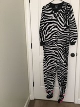  1 Pc Nick &amp; Nora Adult Black White Zebra Print Footed  Onsies Pajamas Size M - $49.47