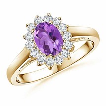 ANGARA Princess Diana Inspired Amethyst Ring with Diamond Halo - £711.96 GBP