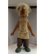 vintage polish wooden peg doll, 7 inches tall. - $112.60 MXN