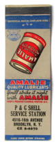 P&amp;G Shell Service Station - Brooklyn, New York Matchbook Cover Amalie Motor Oil - £1.37 GBP