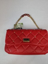 Badgley Mischka Hand &amp; Crossbody Purse Womens Red Vegan Leather Quilted ... - £49.52 GBP