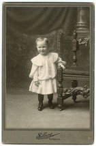 Circa 1890&#39;S Cabinet Card Adorable Toddler Standing Smiling Solberg Decora, Ia - £8.12 GBP