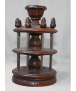 Antique Victorian Bobbin Holder Wooden Two Tier Two Tone - £292.40 GBP