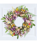 Beautiful Butterfly Wildflower Floral Wreath Door Wall Spring Summer Hom... - $39.07 CAD