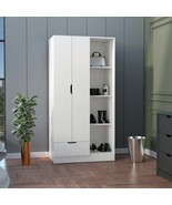White Armoire Wardrobe with Shelves &amp; Drawer - $11,345.55 MXN