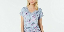 Charter Club Lace Trim Printed Soft Knit Pajama Top Only Blue Floral Siz... - $7.91