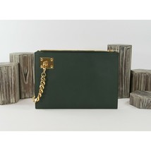 Sophie Hulme Forest Green Natural Leather Chain Strap Clutch EUC - $193.04