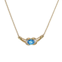 2.00 Carat Blue Topaz Necklace With 0.06 Carat Round Cut Diamond Accent ... - £330.81 GBP