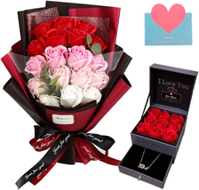 Mothers Day Gifts for Mom Wife, Roses Bouquet Artificial Flower - Preserved Red  - £49.32 GBP