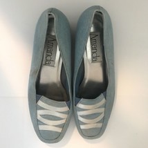 Amanda Pumps High Heels Dress Shoes Size 10 Silver Blue Denim - £19.92 GBP