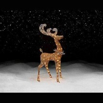 Sears Roebuck &amp; Co Gold Glitter &amp; Silver Deer Lawn Ornament 105 Lights 48 Inches - £175.17 GBP