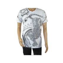 Mens PLATINI Sports Shirt With Rhine Stones Lion Chain STT8023 White image 3