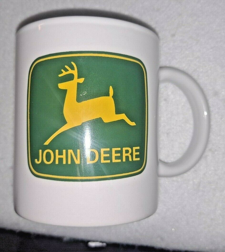 Primary image for Vintage John Deere White Coffee Mug Cup