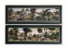 LARGE Age of Reptiles Dinosaur Mural By Zallinger Peabody Museum Framed &amp; Matted - £211.82 GBP