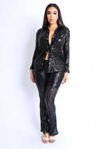 Sequin Button Down Shirt And Pant Set - £47.98 GBP
