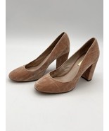 Louise et Cie Lo-Jianna Velvet Pumps Size 7 Medium Blush Pink Block Heel - $33.84 CAD