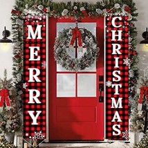 Ivenf Christmas Decorations Outdoor Yard Front Porch Sign Set Red Black Buffa... - £24.51 GBP