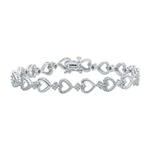 Diamanti Finti 14K Placcato Oro Bianco Argento Sterling Cuore Tennis Bracciale - $143.39