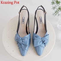 sweet mixed colors bowtie genuine leather shoes pointed toe stiletto high heels  - £114.84 GBP
