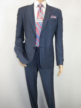 Men Suit BERLUSCONI Turkey 100% Soft Italian Wool Super 180's #Ber27 Navy Blue image 3