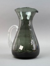 Blenko #6919 Mid Century Smokey Gray Art Glass Pitcher With Original Label 9.75&quot; - £119.67 GBP