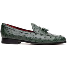 Aubiere Genuine Ostrich Quill Tassel Loafers Shoes Forest Green image 3