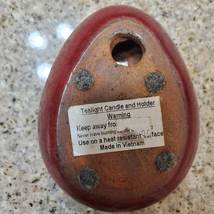 Red Stoneware Tealight Candle Holder, Made in Vietnam, Heavy Egg Shaped Pottery image 8
