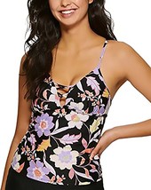 Hula Honey Swimwear Top Junior Tankni Floral Print Black XS - $150.76 MXN