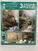 Thomas Kinkade Studio Jigsaw Puzzles with Glue Cottage Lighthouse Stone ... - £25.03 GBP